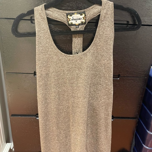 Taupe top with colourful beading - Picture 6 of 6